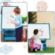 Kids using the multifunctional navy art easel with dry-erase board for creative drawing and organization.