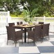 Outdoor dining set featuring 2 PE rattan armchairs with removable waterproof cushions, perfect for patio or garden use.