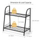2-tier patio metal plant stand with a sturdy steel frame, rust-resistant finish, ideal for plants and decorations.