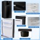 Compact black refrigerator with adjustable glass shelves, door storage, and integrated handle for small spaces.