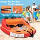 Close-up of the orange inflatable towable tube's durable nylon fabric and zipper design, ensuring longevity for water.