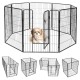 Heavy-duty 8-panel pet playpen with door, rust-resistant metal, designed for safe outdoor exercise and play.