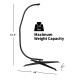 Solid steel C hammock frame stand with black powder-coated finish, 330 lbs capacity, ideal for indoor and outdoor use.