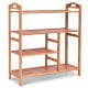 Four-tier bamboo shoe rack with slatted design, ideal for entryway storage and featuring side handles for easy mobility.