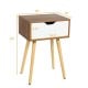 End side storage drawer nightstand with solid wooden legs, featuring a smooth sliding drawer for efficient storage.