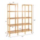 Five-tier bamboo shelf with 12 cubes, measuring 45"x16"x56", ideal for displaying plants and ornaments in any room.