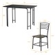 Rectangular dining table set with 1 table and 4 chairs, featuring sturdy iron frame and round corners for safety.