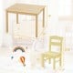 Child-sized multicolor table and chair set made of solid pine wood, perfect for indoor or outdoor playtime activities.
