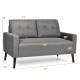 Modern 55-inch gray loveseat sofa with soft cushions, rubber wood legs, ideal for living room or bedroom comfort.