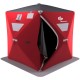 Red 2-person portable pop-up ice shelter fishing tent made of 300D oxford fabric, featuring detachable windows for.