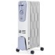 1500W oil-filled radiator with adjustable thermostat and 4 wheels for easy movement, ideal for living room or office.