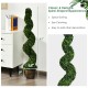 Spiral-shaped 4-foot artificial boxwood topiary in a golden pot, ideal for indoor and outdoor decor.