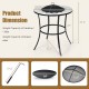 Round fire pit table with mesh cover, 23.5 inches, durable steel frame, ideal for outdoor gatherings and barbecues.