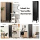 Freestanding black bathroom storage cabinet with five layers, ideal for maximizing space in kitchens and living rooms.