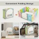 Foldable 14-panel baby playpen in multicolor, made from durable HDPE, ideal for safe play and easy storage.