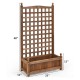 Free standing wood planter box with trellis, 48” tall, weather-resistant design for outdoor use, ideal for gardens and.