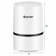 Mini Ionic 3-in-1 HEPA air purifier in white, featuring a night light and efficient 3-stage filtration system.