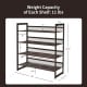 4-tier metal shoe rack with mesh shelves, holds 11 lbs each, ideal for compact entryway storage.
