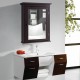 Wall-mounted bathroom mirror cabinet in brown finish with 2-tier storage for organizing toiletries and linens.