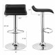 Backless adjustable bar stool set in black PU leather with chrome base, perfect for gatherings and parties.