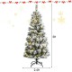5-foot pre-lit Christmas tree with snow flocked branches and 140 LED lights, featuring 9 lighting modes for festive.