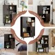 Espresso sideboard storage cabinet with 4 open shelves and 2 doors, perfect for living room, bedroom, or office.