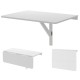 Wall-mounted drop-leaf table in sleek white finish, perfect for small spaces and multifunctional use in kitchens or.