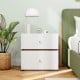 Modern 2-drawer nightstand in white with wood accents, perfect for bedroom storage and bedside essentials.