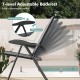 Adjustable backrest of gray outdoor folding patio chair, showcasing 7 positions for customizable comfort and relaxation.