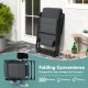Folding outdoor patio chair in gray with adjustable backrest, designed for easy transport and storage, perfect for.