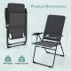 Adjustable backrest folding patio chair in gray, made of steel and oxford fabric, perfect for outdoor relaxation.