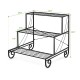 Three-tier outdoor metal garden planter holder shelf in black, featuring a sturdy steel construction for plant display.