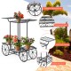 6-tier garden cart flower rack in black metal, featuring a unique cart design, perfect for adding charm to outdoor.