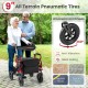 2-in-1 foldable rollator walker with 9-inch pneumatic tires, adjustable height, and comfortable seat for seniors.