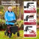 Foldable rollator walker with seat, red, featuring 9-inch pneumatic tires and adjustable height for seniors' comfort.