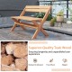 Teak wood folding outdoor bench for 2, featuring slatted seat and X-shaped structure, ideal for backyard or poolside.