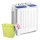 Compact twin tub washing machine with separate timer controls, ideal for home use in apartments and RVs.