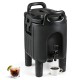 Insulated 2.6 Gal beverage dispenser in black with handles and drip-proof faucet, perfect for parties and outdoor.
