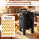 Insulated 2.6-gallon beverage dispenser in black with handles, ideal for parties and catering, featuring drip-proof.