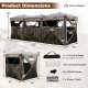 Modular 2-6 person hunting blinds with camouflage pattern, featuring adjustable windows and easy setup for stealthy.