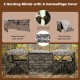 Two side-by-side hunting blinds with camouflage cover, featuring adjustable windows and two-way zippers for stealthy.