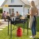 Two-burner propane stove with adjustable regulator and hose, perfect for outdoor cooking, camping, and family meals.