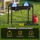 2 burner propane stove in black with adjustable regulator, designed for camping BBQ and high-heat cooking outdoors.