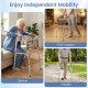 Lightweight 2-button folding walker with adjustable height, designed for seniors and post-surgery mobility support.