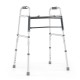Lightweight 2-button folding walker with a robust aluminum frame, displaying its adjustable height feature for.