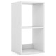 White 2-cube bookshelf with back guardrail, featuring ample storage space and a stylish wood grain finish for living.
