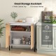 2-door buffet cabinet with a wide top and enclosed shelves, perfect for organizing kitchenware and condiments.