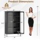 2-door black metal storage cabinet with 5 adjustable shelves, dimensions 30"x32"x65", ideal for organized storage.