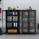 5-tier black metal storage cabinet with adjustable shelves and semi-transparent doors for organized storage and.