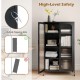 2-door black metal storage cabinet with adjustable shelves, anti-tipping kits, and semi-transparent doors for organized.